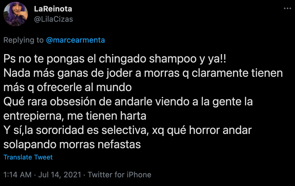 tuit la reinota transfobia dove