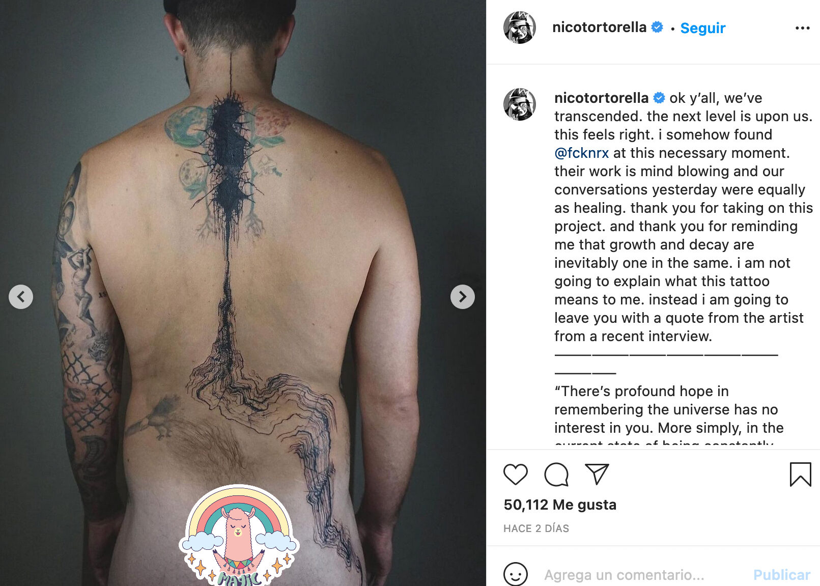 nico tortorello nuevo tatuaje FCKNRX