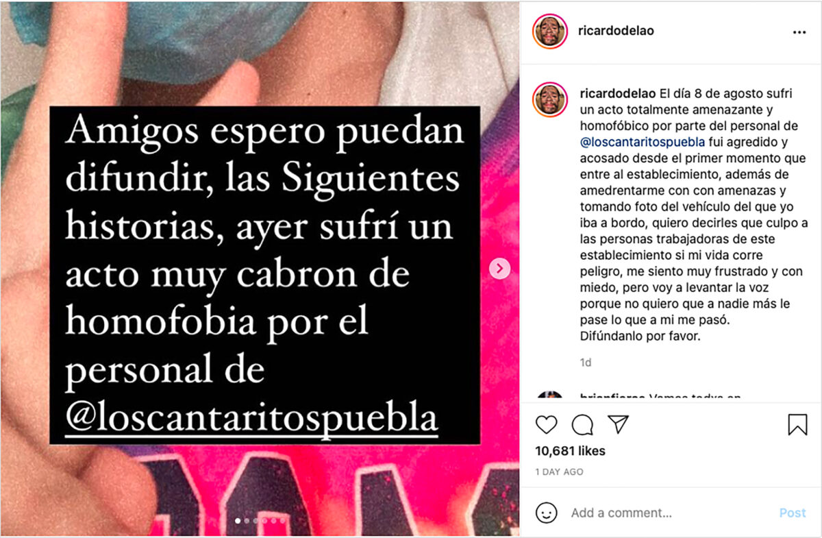 Cantaritos Puebla homofobia