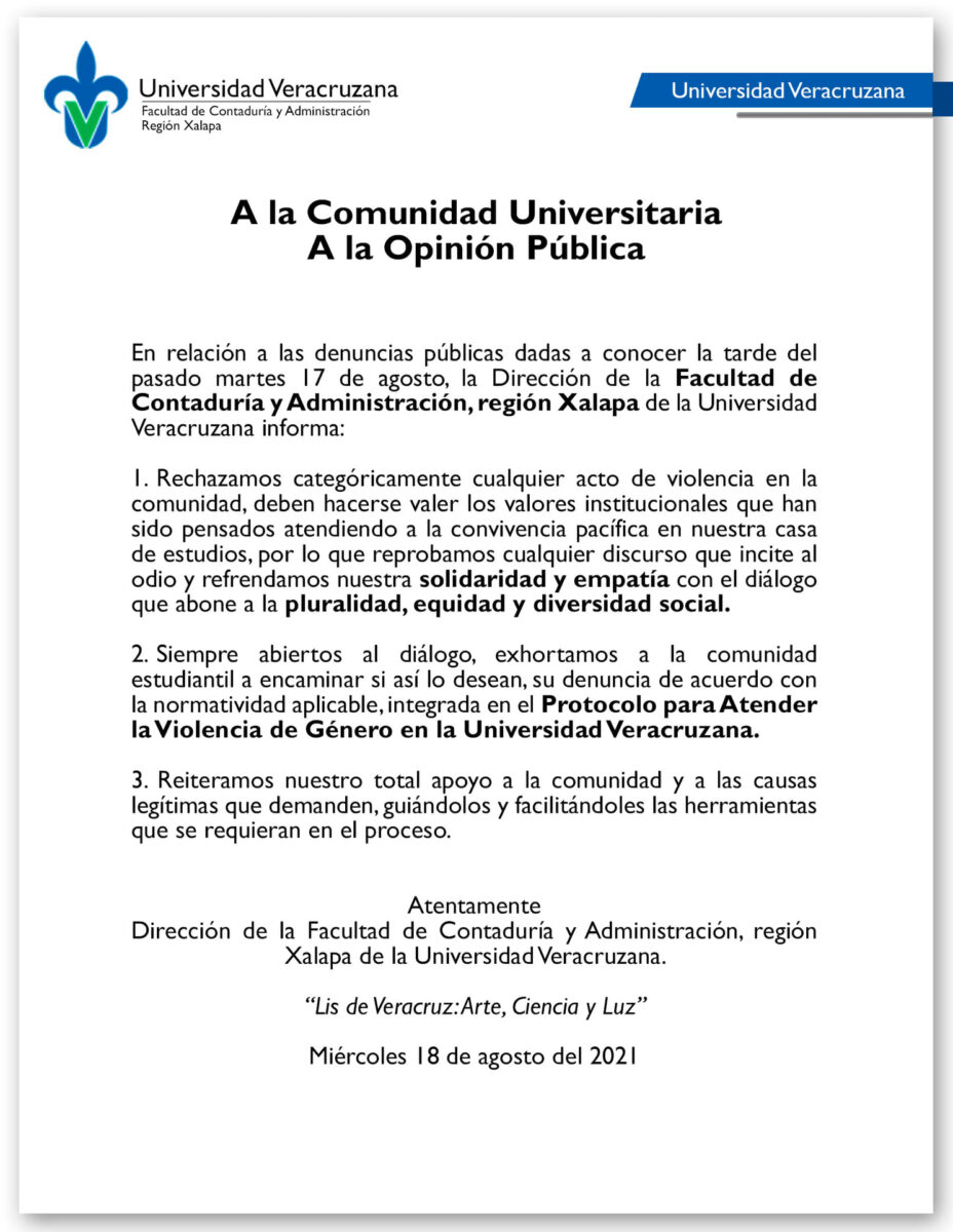 comunicado universidad veracruzana video marranadas mauricio pavón universidad veracruzana