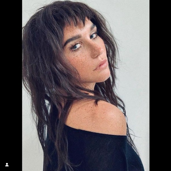 Kesha con cabello castaño  celebridades pansexuales