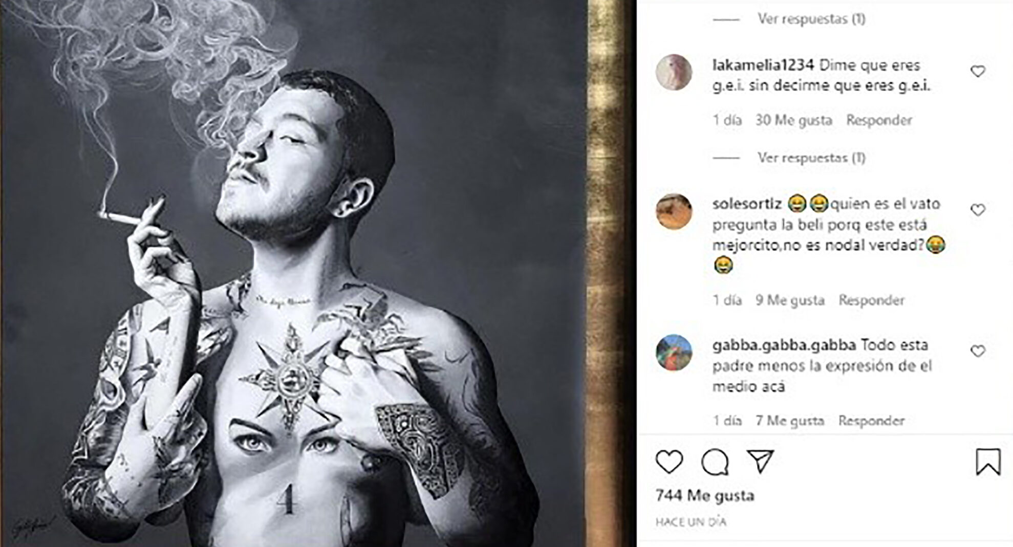 Comentarios homofóbicos pintura foto Christian Nodal