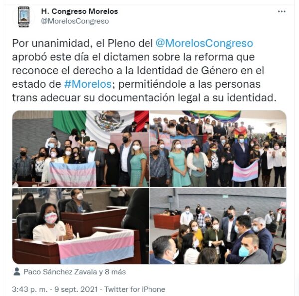 Aprueban ley de identidad de género en Morelos