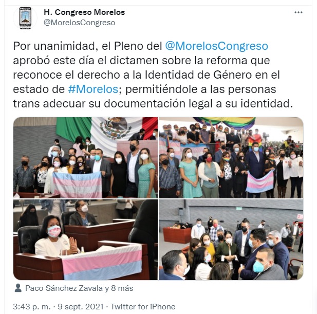 Aprueban ley de identidad de género en Morelos
