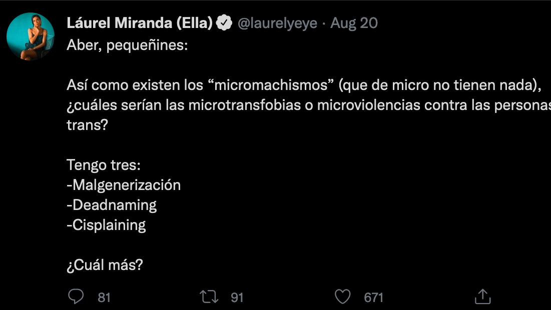 láurel miranda microtransfobias Twitter hilo
