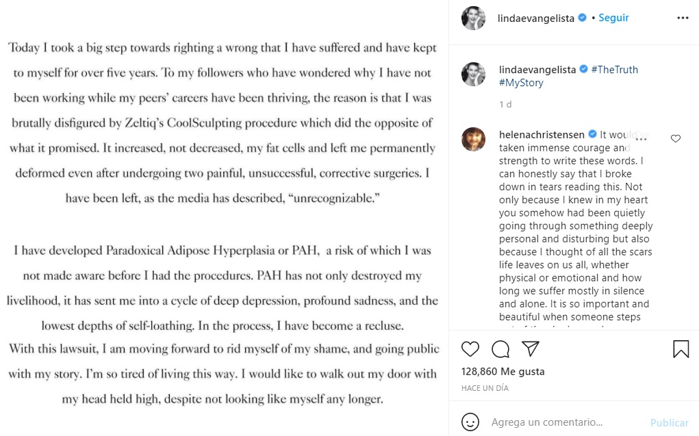 Linda Evangelista defigurada