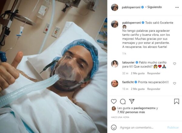 Pablo Perroni se recupera de operación y tiene buna salud