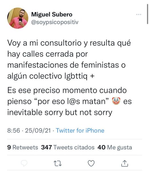 Miguel Subero pscólogo especializado en VIH se queja de manifestaciones LGBT+