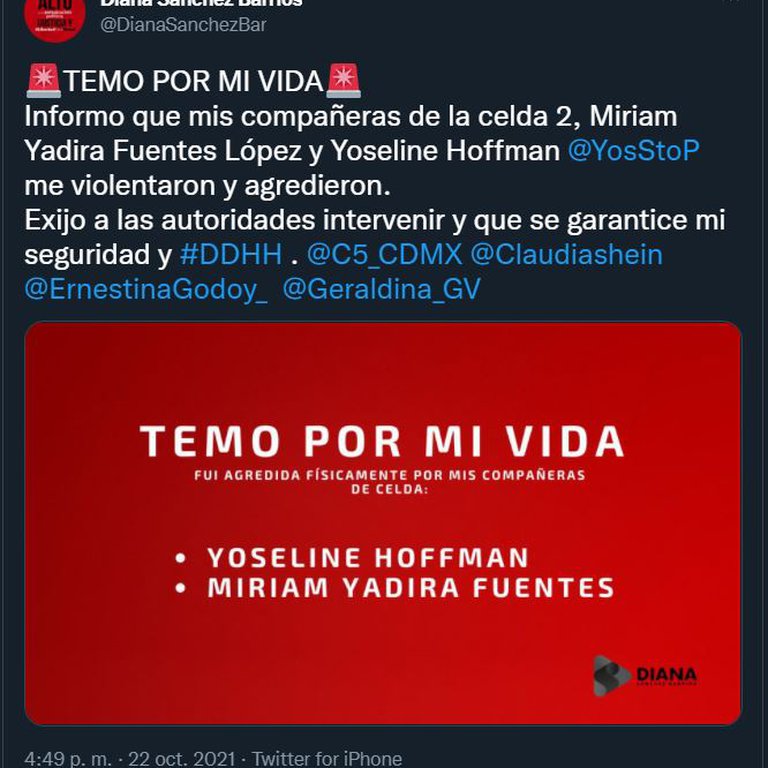 Diana Sánchez Barrios denuncia agresión de YosStop