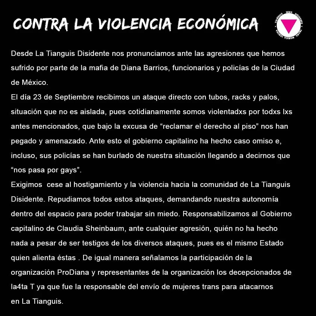 La tianguis señala a Diana Sánchez Barrios por agresiones