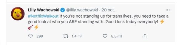 Lilly Wachosky apoya huelga en Netflix