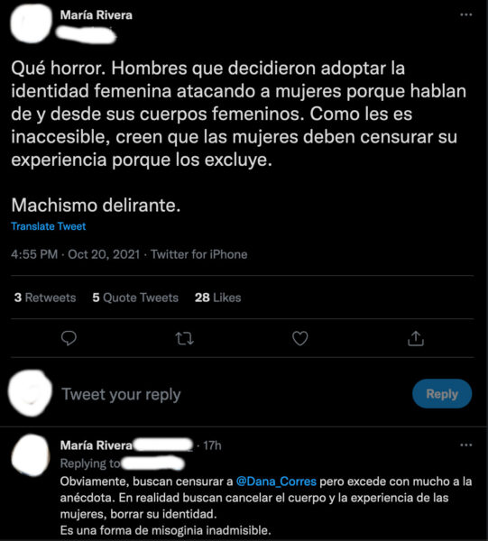 maría rivera tuit twitter sinembargo columnista transfobia