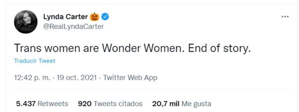 Mujer Maravilla apoya a mujeres transgénero.