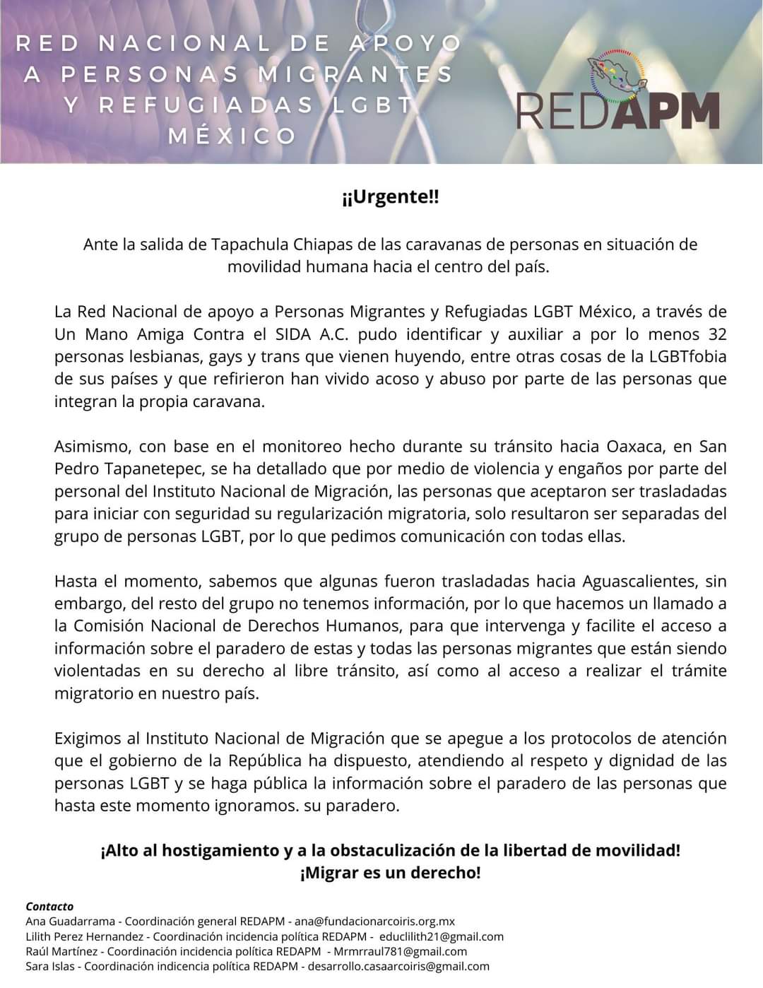 caravana migrante lgbt querétaro comunicado