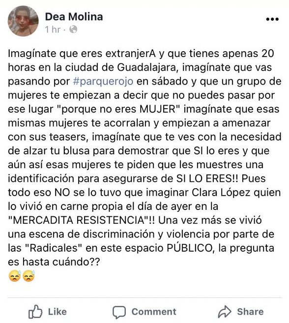Dea Molina denuncia agresión transfóbica en Guadalajara