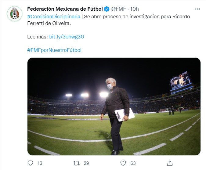 Femexfut sancionará a Ferreti