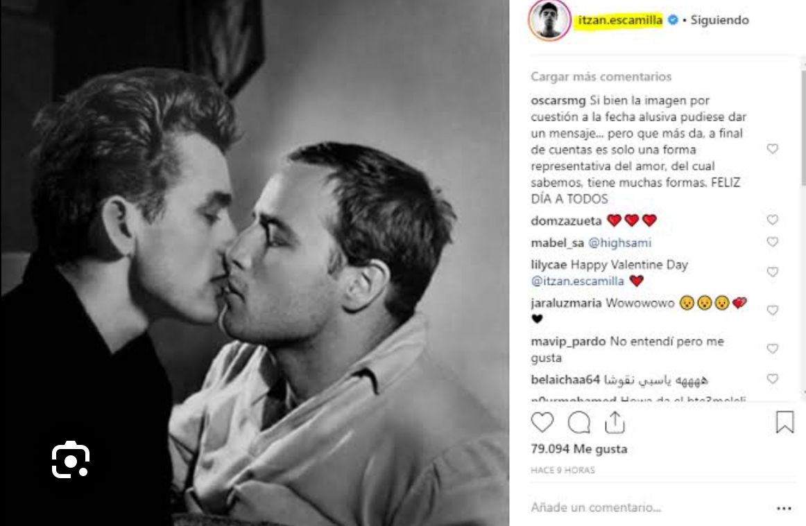 foto james dean marlon bando beso