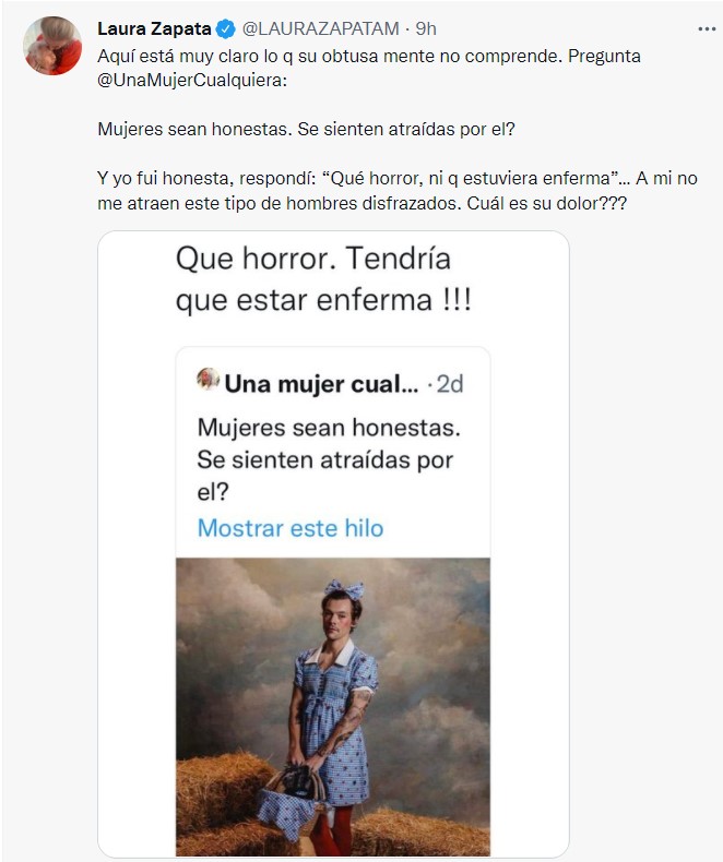 Laura Zapata critica a Harry Styles pro vestirse de DOrothy