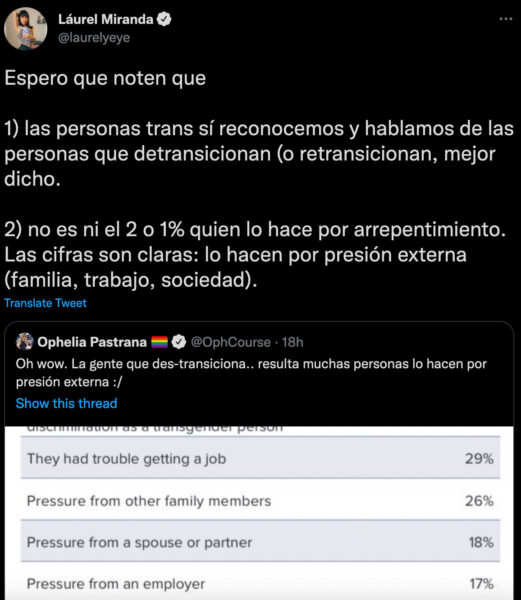 láurel miranda ophelia pastrana detransicionar trans razones