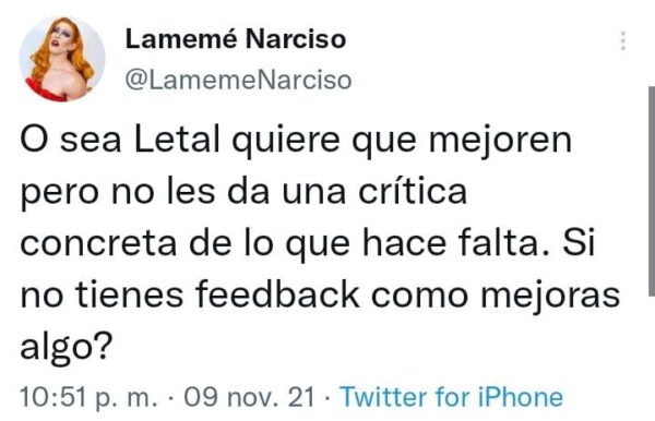 Fan cuestiona las críticas de Letal en LMD4.