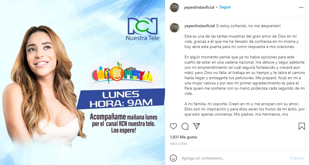 Linda Yepes conductora de Buen Día Colombia