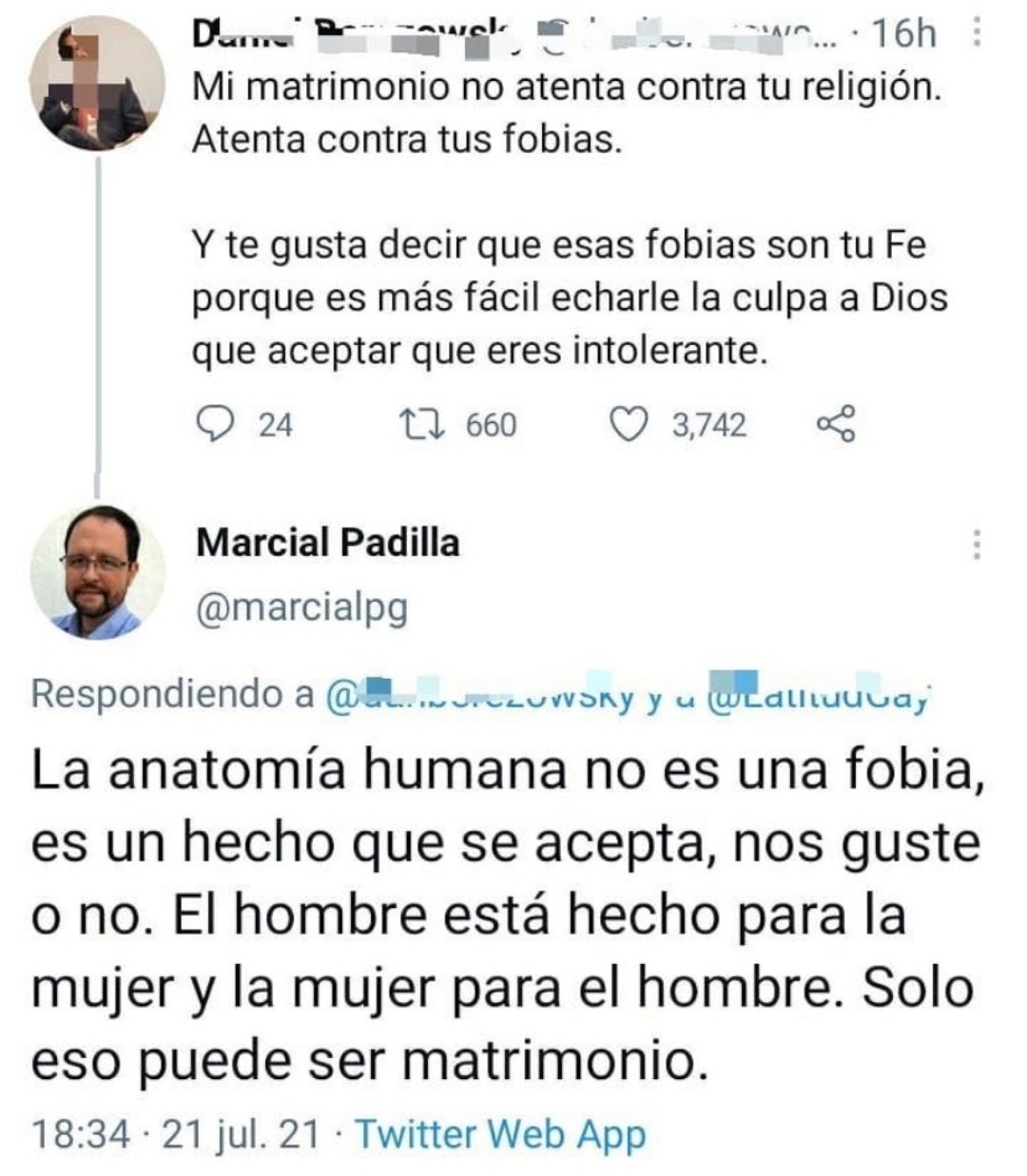 Marcial Padilla homofóbico
