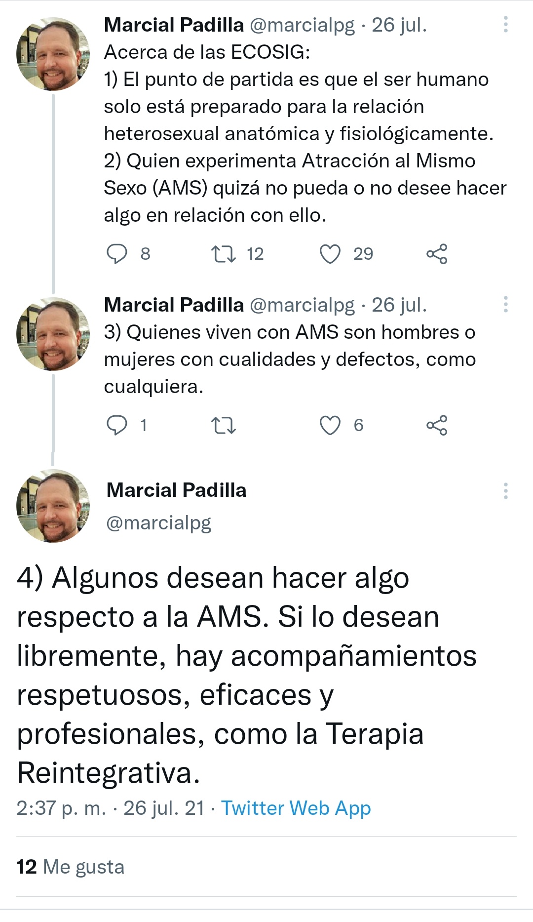 Marcial Padilla promueve terapias de conversión