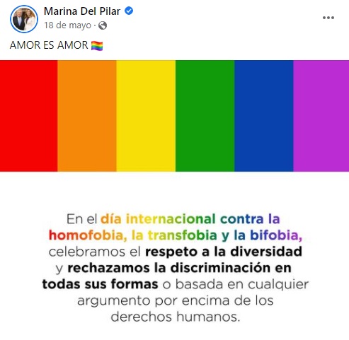 Postura sobre temas LGBT+ de Marina del Pilar Ávila