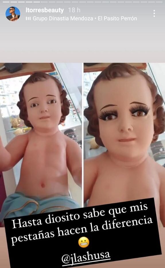 niño dios con pestañas maquillista luis torres