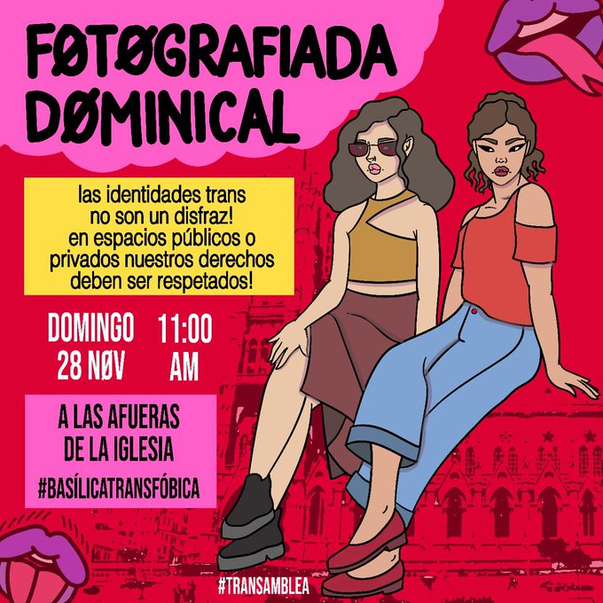 Protesta por transfobia en la Basílica del Voto Nacional