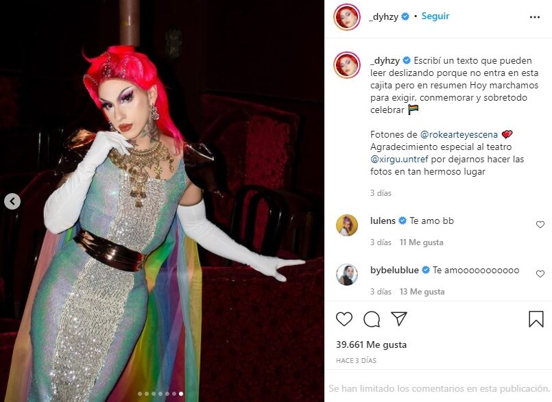 Dyhzy publica mensaje sobre Marcha del Orgullo LGBT+