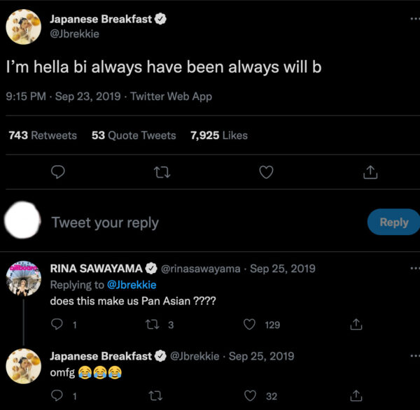 rina sawayama japanese breakfast bi pansexual