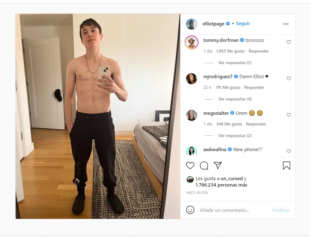 Tommy Dorfman comentó foto de Elliot Page