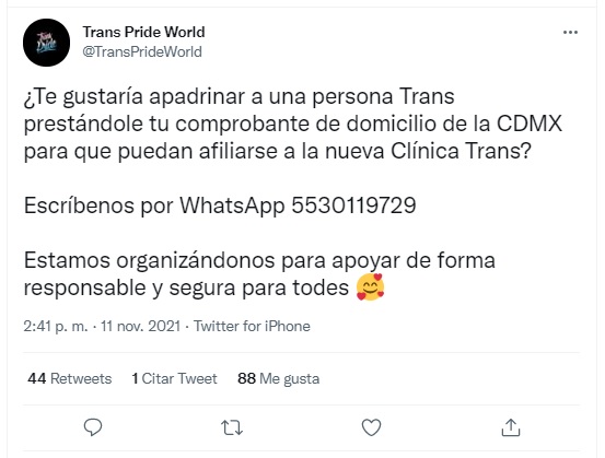 Trans Pride World pide apadrinar a una persona trans