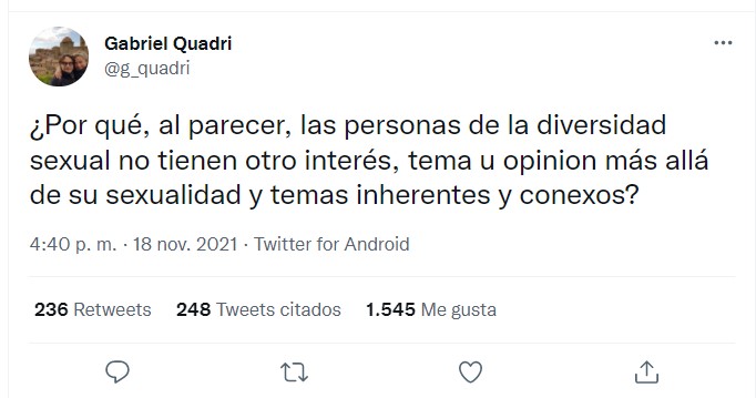Gabriel Quadri cuestionó intereses de la comunidad LGBT+