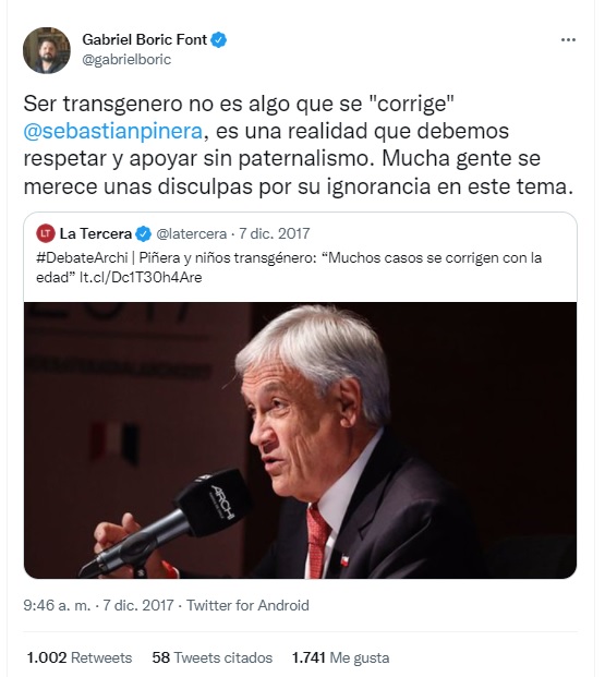 Gabriel Boric es aliado de la comunidad LGBT+