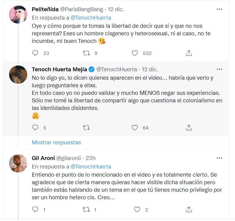 Tuit de Tenoch Huerta sobre la palabra gay y blanquitud