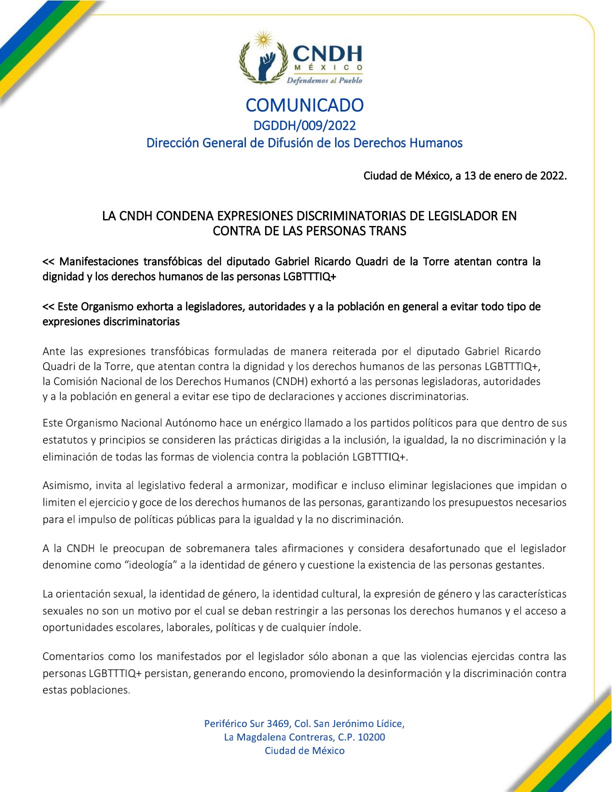 cndh comunicado 009 2022 13 enero