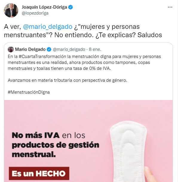 Eliminación del IVA a productos para personas menstruantes