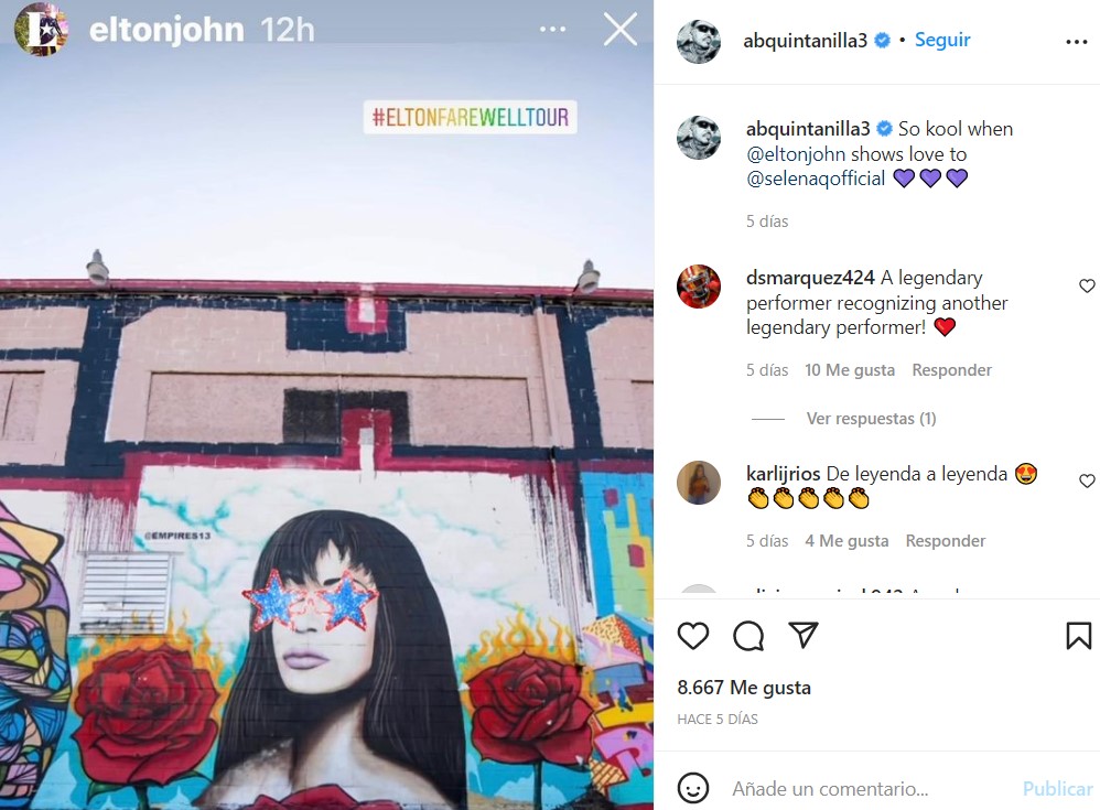 AB Quintanilla agradece a Elton John por muestra de amor por Selena