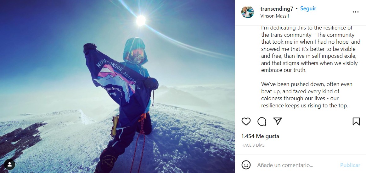 erin parisi alpinista bandera trans antartida