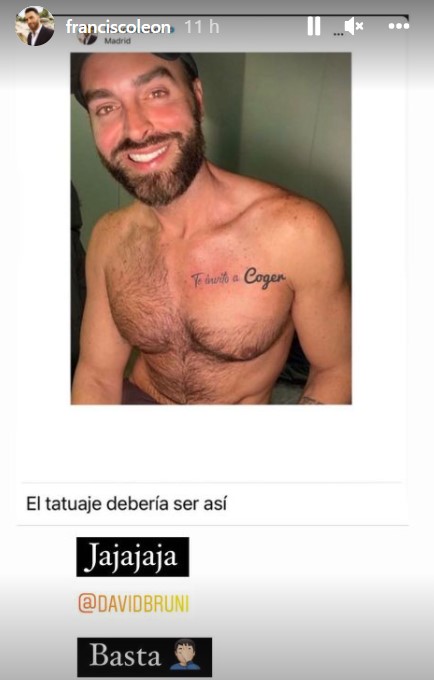 Francisco León, cantante venezolano, foto de tatuaje Instagram