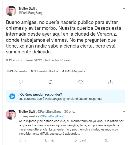 París Bang Bang informa sobre hospitalización de deseos Fab