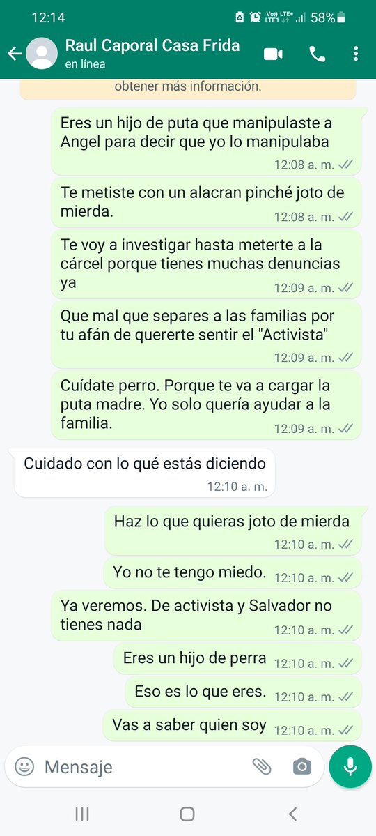 Roidrigo Fragoso Amenaza a Raúl Caporal director de Casa Frida