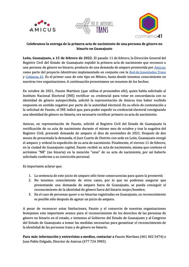 Reconocimiento de identidad no binaria en México