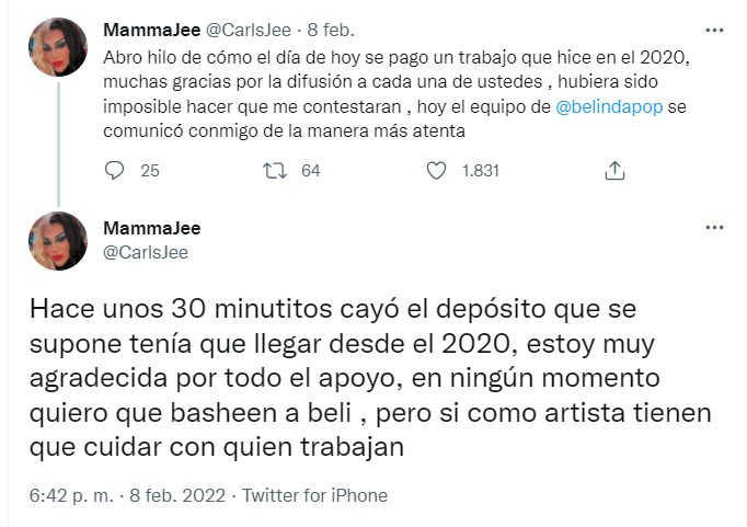 la cantante Belinda ya pagó la peluca