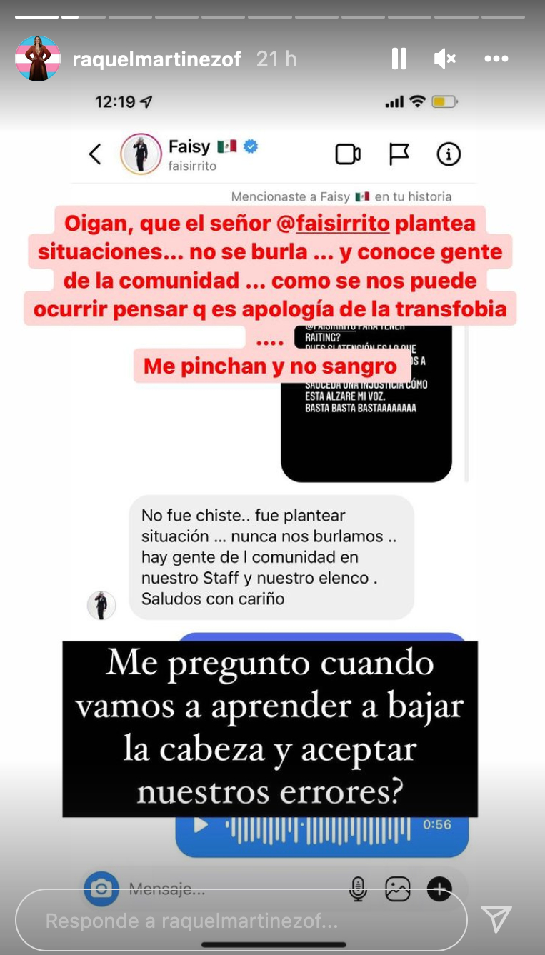 raquel martínez actriz transfobia faisy me caigo de risa