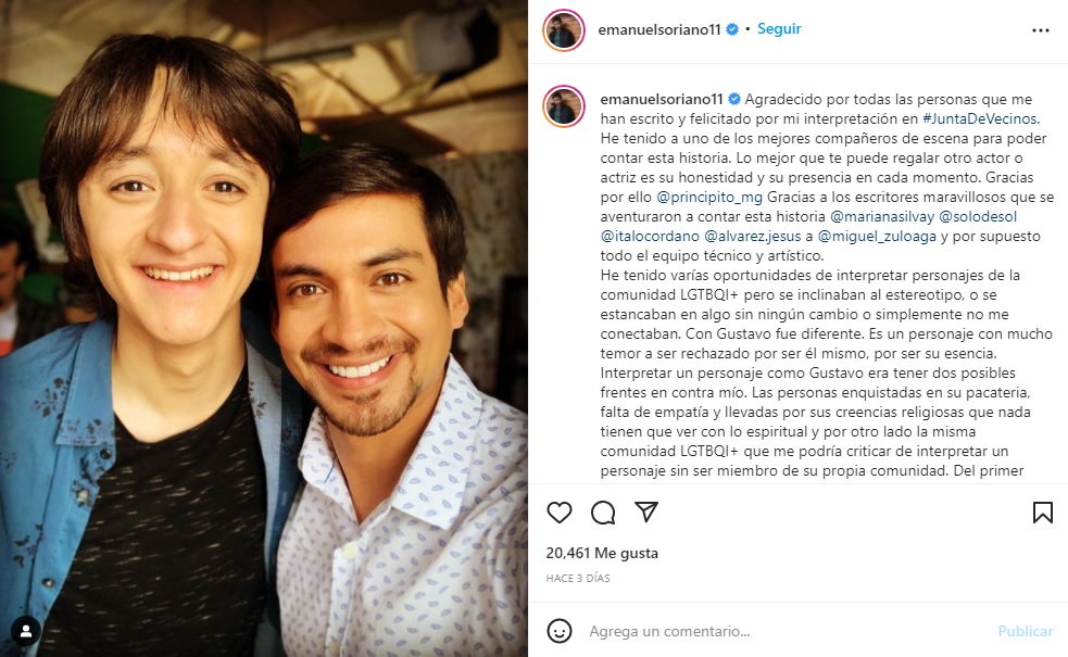 Emanuel Soriano es Gustavo personaje gay de Junta de vecinos