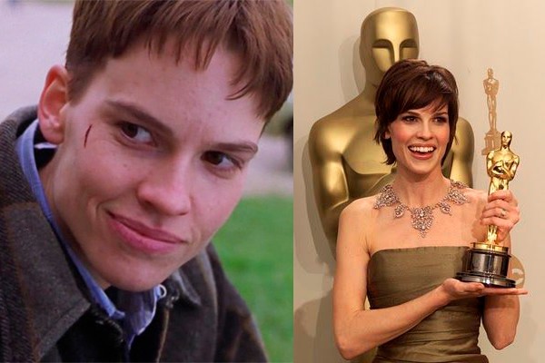 Hilary Swank como Brandon Teena por Los chicos no lloran actores actrices papeles lgbt oscar