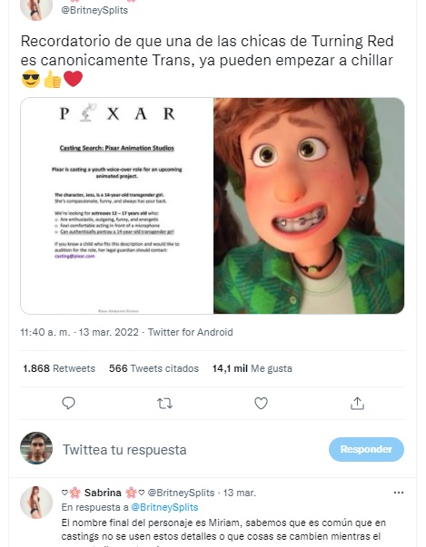 Miriam de turning red no es un personaje trans